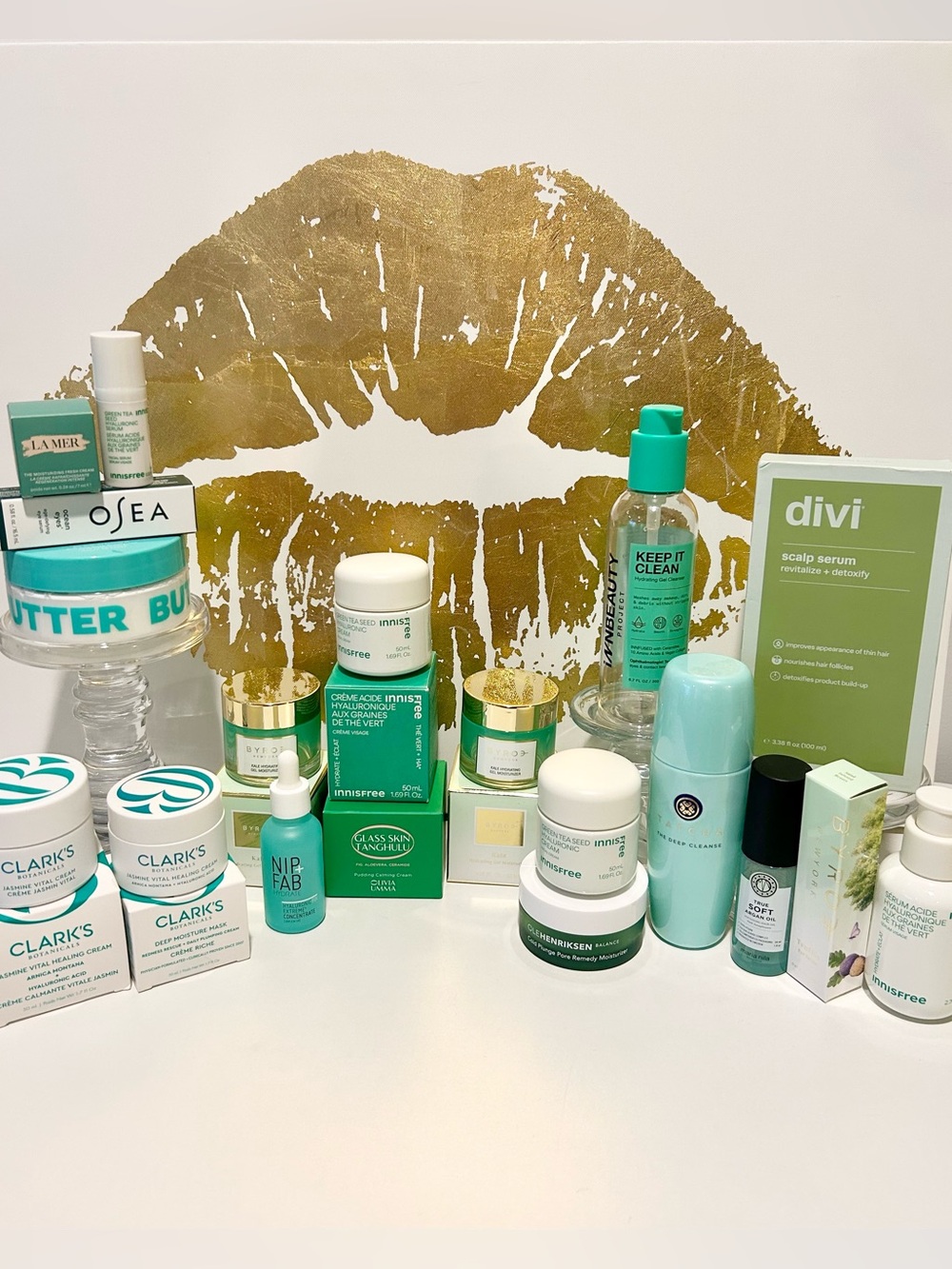 ✨ 25+ Piece Empty Beauty Bottle & Box Lot | Green | Luxury Display & Repurpose